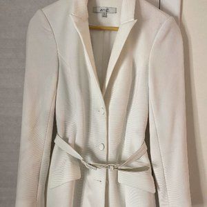Badgley Mischka White Jacket Dress with Belt